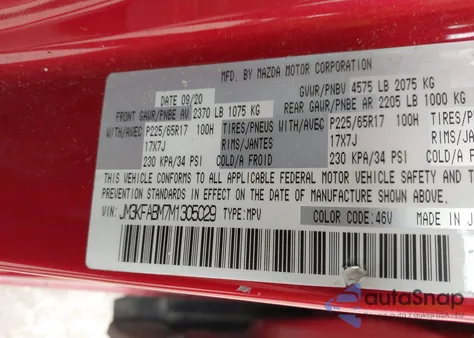 2021 Mazda Cx-5 Sport from USA, damaged, VIN JM3KFABM7M1305029